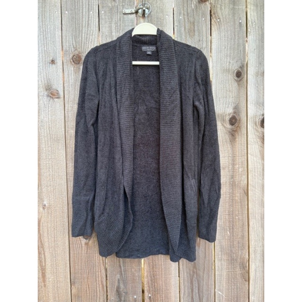 Barefoot Dreams CozyChic Lite Gray Cardigan Sweater Open Front Womens‎ M
